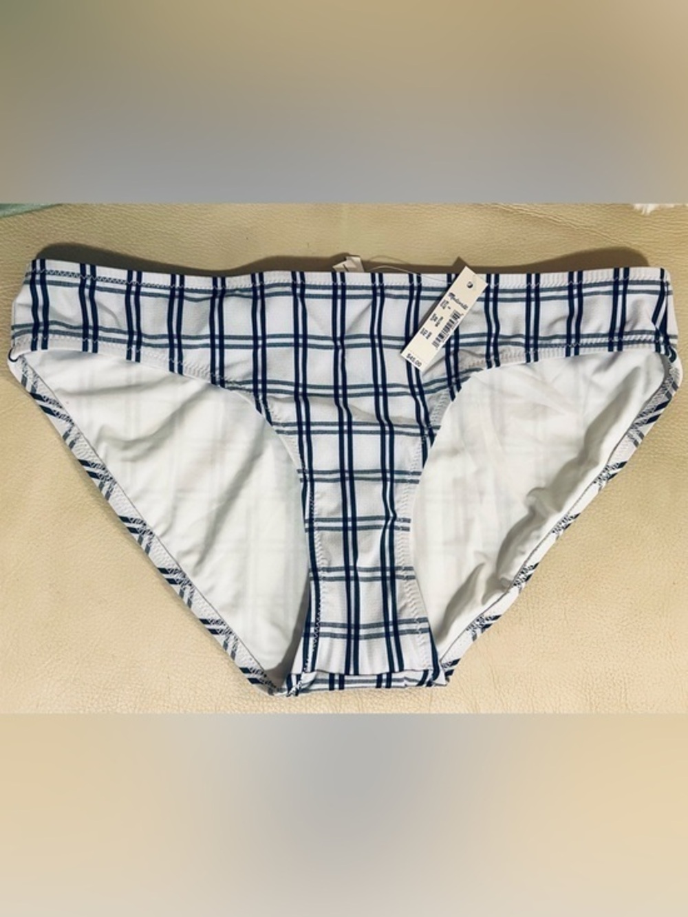Madewell Plaid Bikini Bottom w/ Navy & Blue Windowpane - S